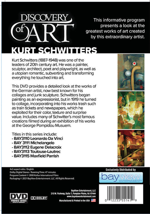 Discovery Of Art: Kurt Schwitters (MOD) (DVD Movie) - back cover art