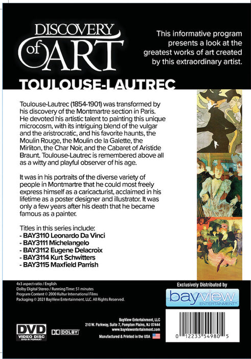 Discovery Of Art: Toulouse-Lautrec (MOD) (DVD Movie) - back cover art