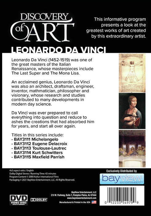 Discovery of Art: Leonardo Da Vinci (MOD) (DVD Movie) - back cover art