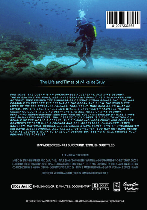 Diving Deep: The Life and Times of Mike deGruy (MOD) (DVD Movie) - back cover art