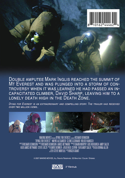 Dying for Everest (MOD) (DVD Movie) - back cover art