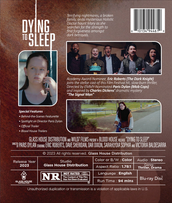 Dying to Sleep (MOD) (BluRay Movie) - back cover art