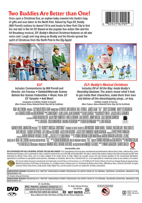 Elf & Elf: Buddy's Musical Christmas (MOD) (DVD Movie) - back cover art