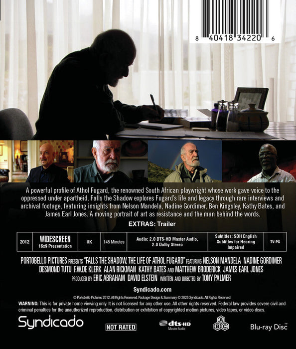 Falls The Shadow, The Life Of Athol Fugard (MOD) (BluRay Movie) - back cover art