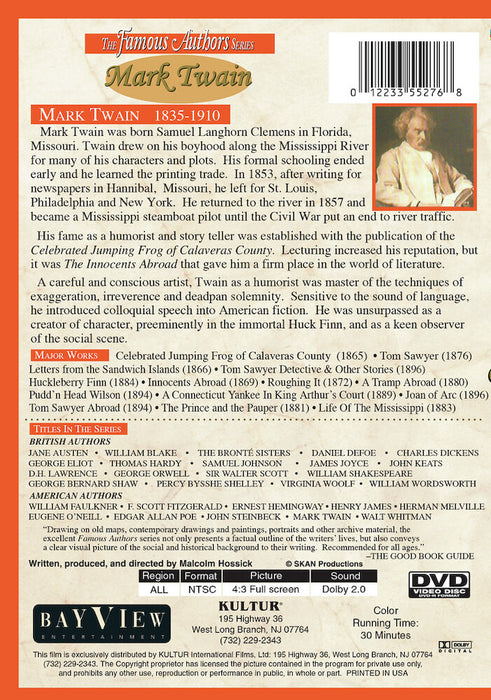 Famous Authors: Mark Twain (MOD) (DVD Movie) - back cover art