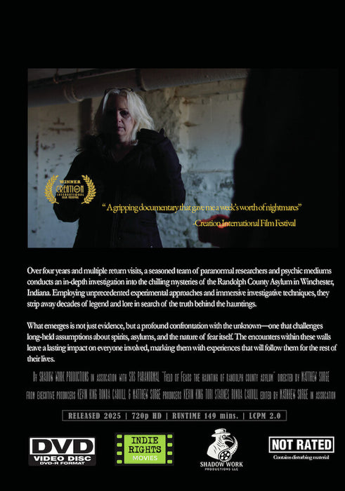 Field of Fears: The Haunting of Randolph County Asylum (MOD) (DVD Movie) - back cover art