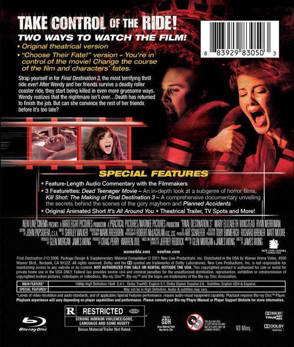 Final Destination 3 (MOD) (BluRay Movie) - back cover art