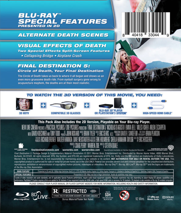 Final Destination 5 (MOD) (BluRay Movie) - back cover art