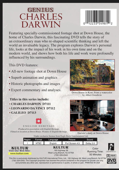 Genius: Charles Darwin (MOD) (DVD Movie) - back cover art