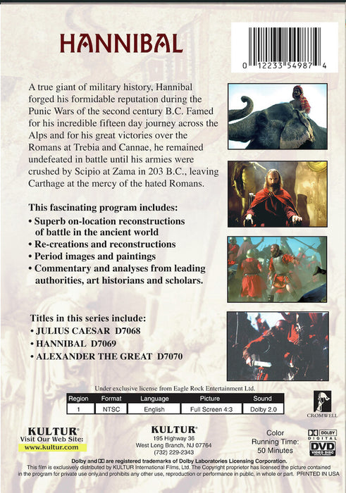 Great Generals Of The Ancient World: Hannibal (MOD) (DVD Movie) - back cover art