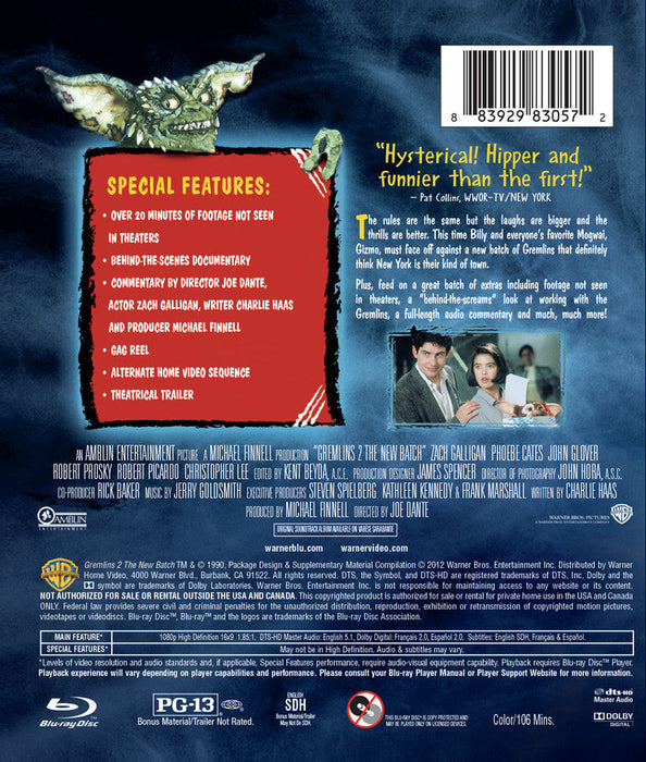 Gremlins 2: The New Batch (MOD) (BluRay Movie) - back cover art