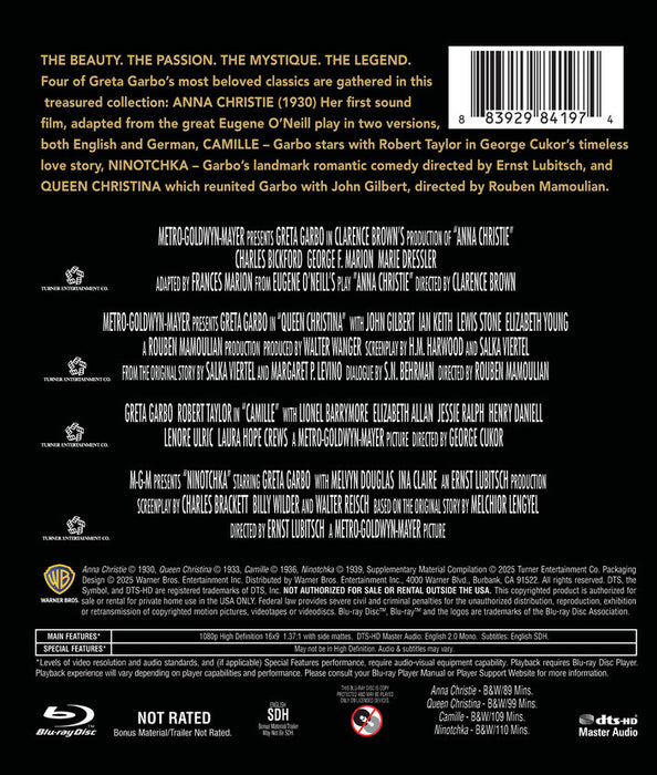 Greta Garbo - 4 Film Collection (MOD) (BluRay Movie) - back cover art