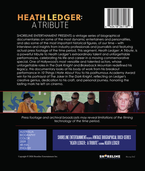 Heath Ledger: A Tribute (MOD) (BluRay Movie) - back cover art