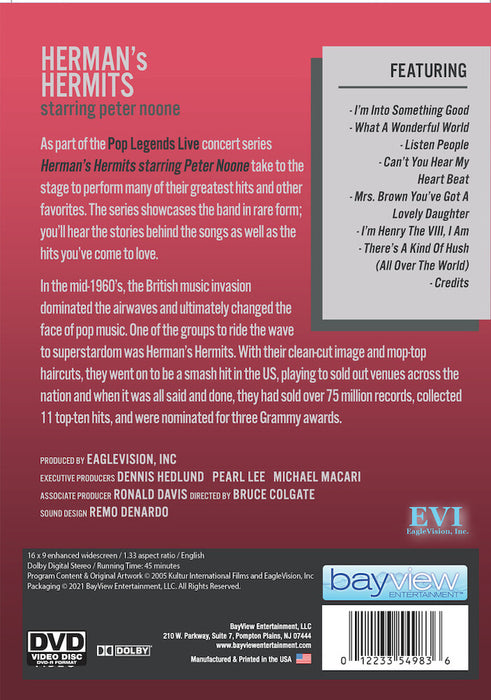 Herman's Hermits Starring Peter Noone (Pop Legends Live!) (MOD) (DVD Movie) - back cover art