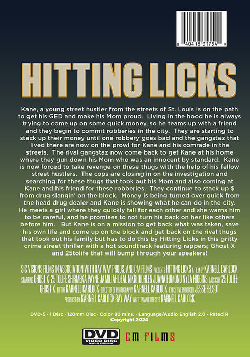 Hitting Licks (MOD) (DVD Movie) - back cover art