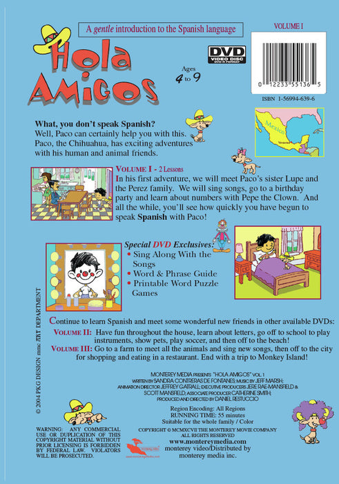 Hola Amigos: Volume 1 (MOD) (DVD Movie) - back cover art