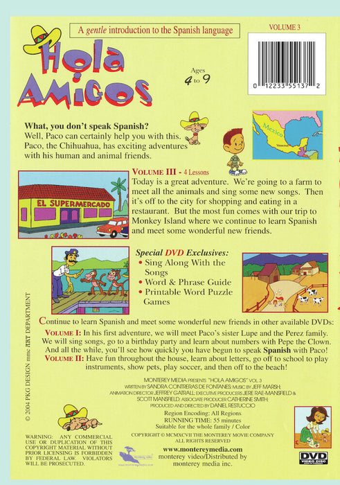 Hola Amigos: Volume 3 (MOD) (DVD Movie) - back cover art
