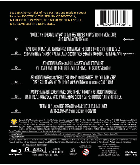 Hollywood Legends Of Horror (MOD) (BluRay Movie) - back cover art