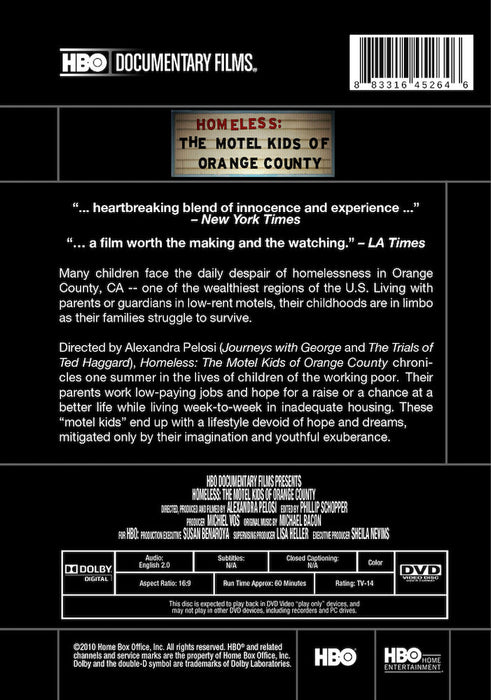 Homeless: The Motel Kids of Orange County (2010) (MOD) (DVD Movie) - back cover art