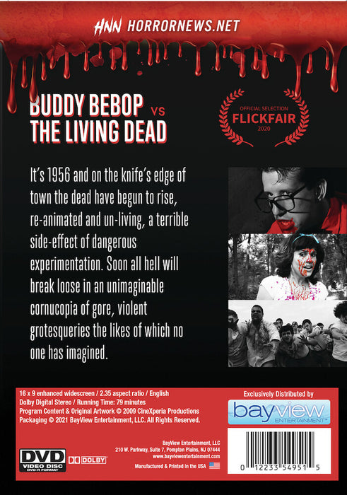 Horror Asylum Presents: Buddy Bebop Vs The Living Dead (MOD) (DVD Movie) - back cover art