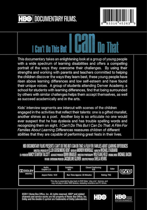 I Can't Do This but, I Can Do That: A Film for Families about Learning Differences (MOD) (DVD Movie) - back cover art