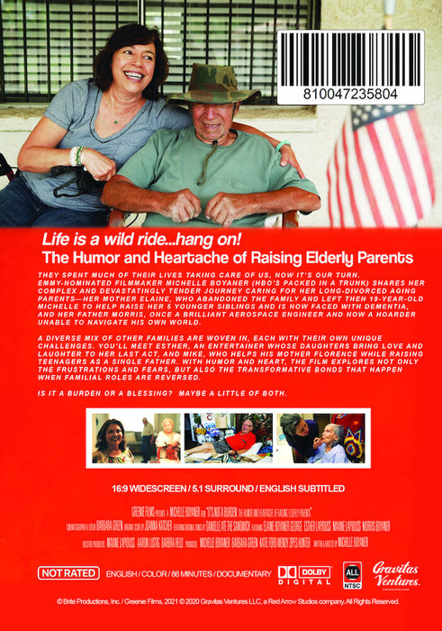 It's Not a Burden: The Humor and Heartache of Raising Elderly Parents (MOD) (DVD Movie) - back cover art