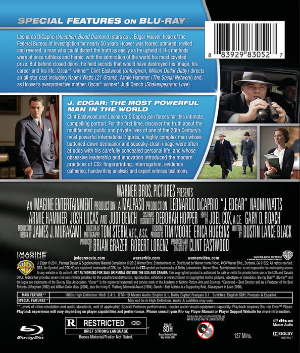 J. Edgar (MOD) (BluRay Movie) - back cover art