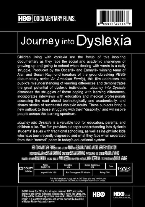 Journey Into Dyslexia (MOD) (DVD Movie) - back cover art