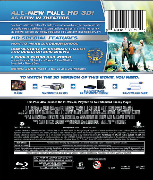 Journey to the Center of the Earth (MOD) (BluRay Movie) - back cover art