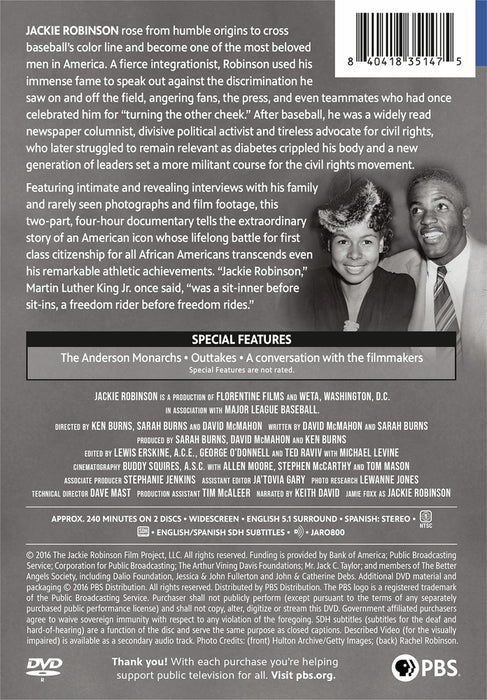 Ken Burns: Jackie Robinson (MOD) (DVD Movie) - back cover art