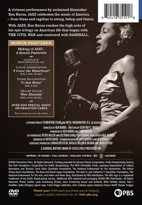 Ken Burns: Jazz - A Film by Ken Burns (MOD) (DVD Movie) - back cover art