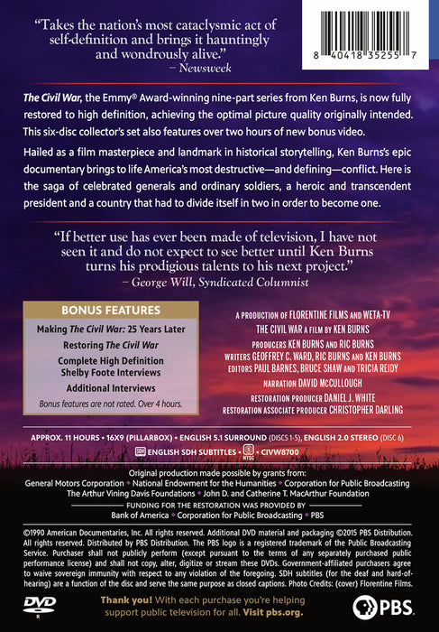 Ken Burns: The Civil War (MOD) (DVD Movie) - back cover art