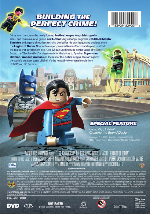 LEGO DC Super Heroes: Justice League: Attack of the Legion of Doom! (MOD) (DVD Movie) - back cover art