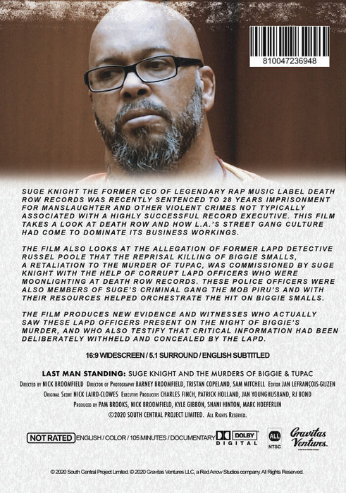 Last Man Standing: Suge Knight and the Murders of Biggie and Tupac (MOD) (DVD Movie) - back cover art
