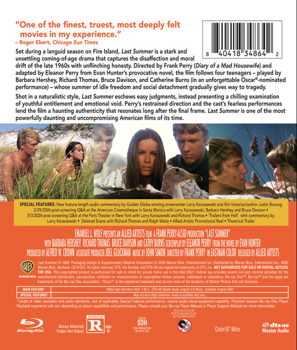 Last Summer (MOD) (BluRay Movie) - back cover art