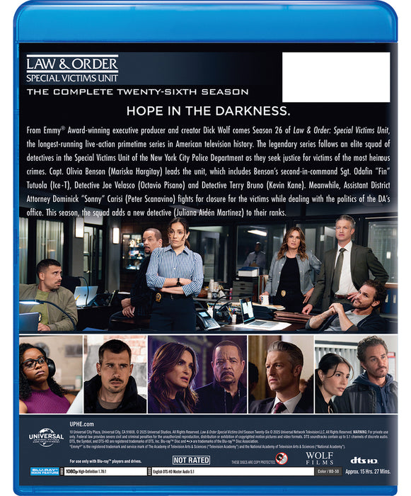Law & Order: Special Victims Unit - Season 26 (MOD) (BluRay Movie) - back cover art