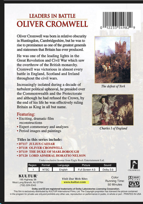 Leaders In Battle: Oliver Cromwell (MOD) (DVD Movie) - back cover art