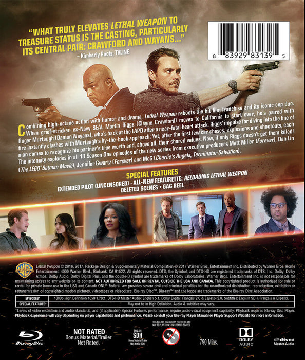 Lethal Weapon: The Complete First Season (MOD) (BluRay Movie) - back cover art