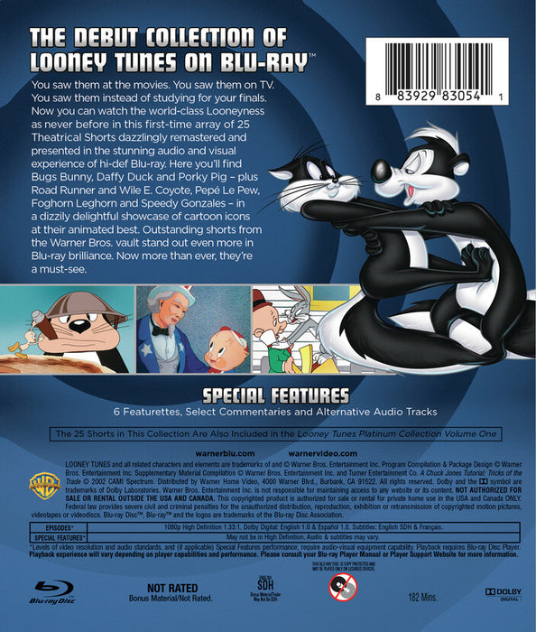 Looney Tunes Showcase Volume 1 (MOD) (BluRay Movie) - back cover art
