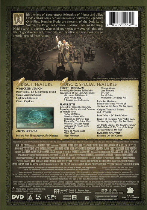 Lord of the Rings: The Fellowship of the Ring (MOD) (DVD Movie) - back cover art