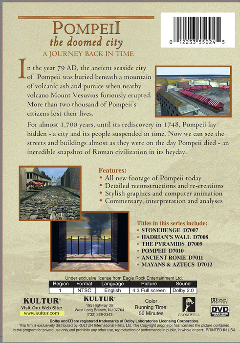 Lost Treasures Of The Ancient World: Pompeii (MOD) (DVD Movie) - back cover art