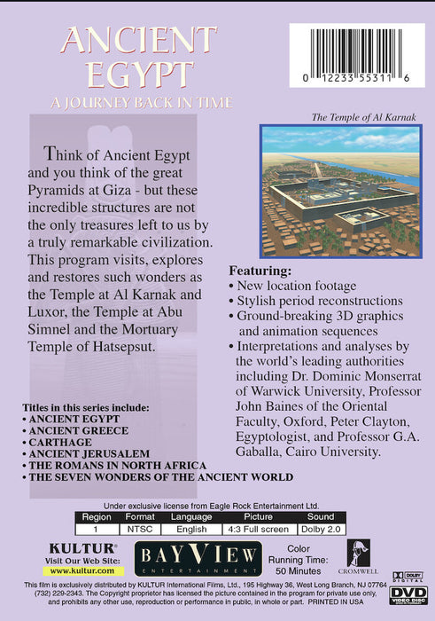 Lost Treasures of the Ancient World: Ancient Egypt (MOD) (DVD Movie) - back cover art