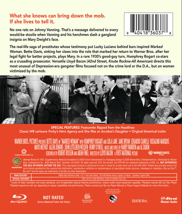 Marked Woman (MOD) (BluRay Movie) - back cover art