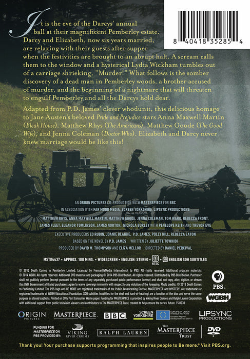 Masterpiece Mystery: Death Comes to Pemberley (Original UK Edition) (MOD) (DVD Movie) - back cover art