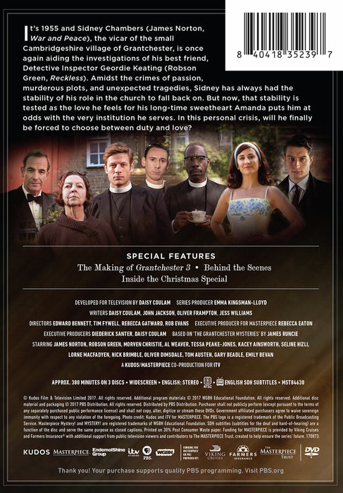 Masterpiece Mystery!: Grantchester Season 3 (MOD) (DVD Movie) - back cover art