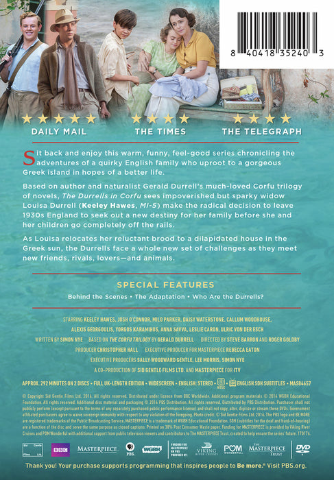 Masterpiece: The Durrells in Corfu - Season 1 (MOD) (DVD Movie) - back cover art