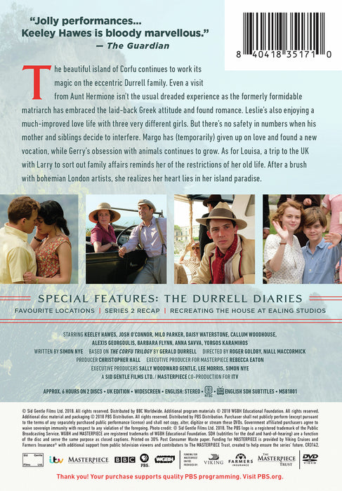Masterpiece: The Durrells in Corfu, Season 3 (MOD) (DVD Movie) - back cover art