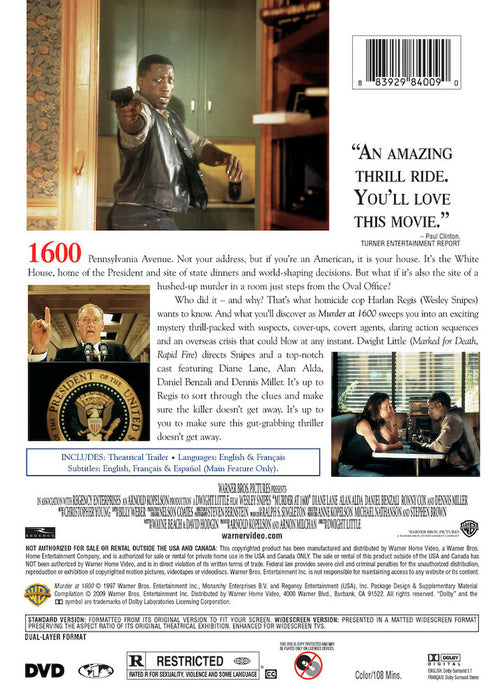 Murder at 1600 (MOD) (DVD Movie) - back cover art