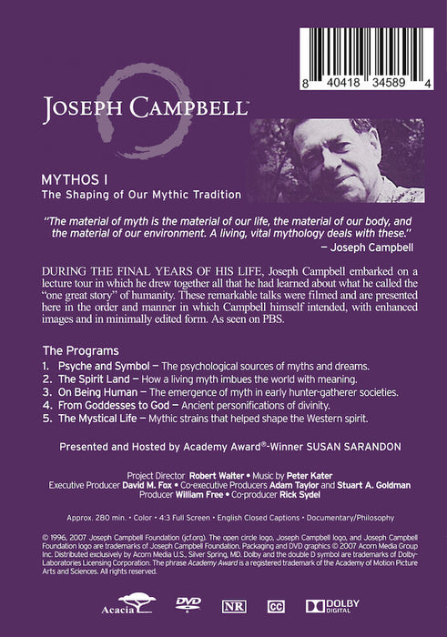 Mythos 1: The Shaping of Our Mythic Tradition (MOD) (DVD Movie) - back cover art