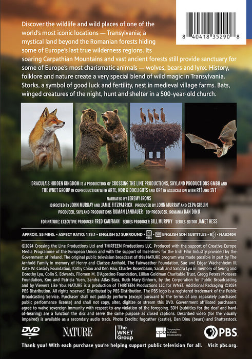 NATURE: Dracula's Hidden Kingdom (MOD) (DVD Movie) - back cover art